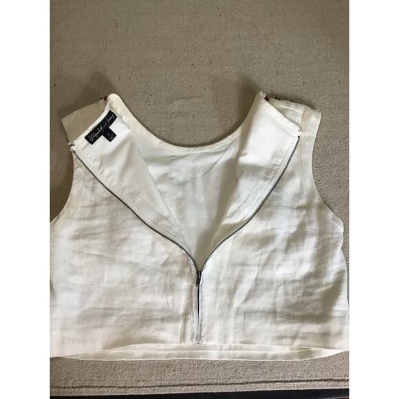 Elizabeth & James Women Bejeweled shoulder  Linen Sleeveless Cropped Top Sz Med - Picture 3 of 12